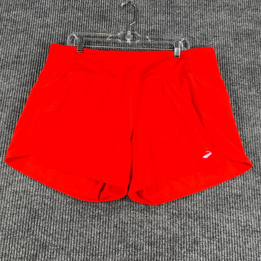 Brooks Running Shorts Womens Size XL Extra Large Orange Outdoor Active Casual